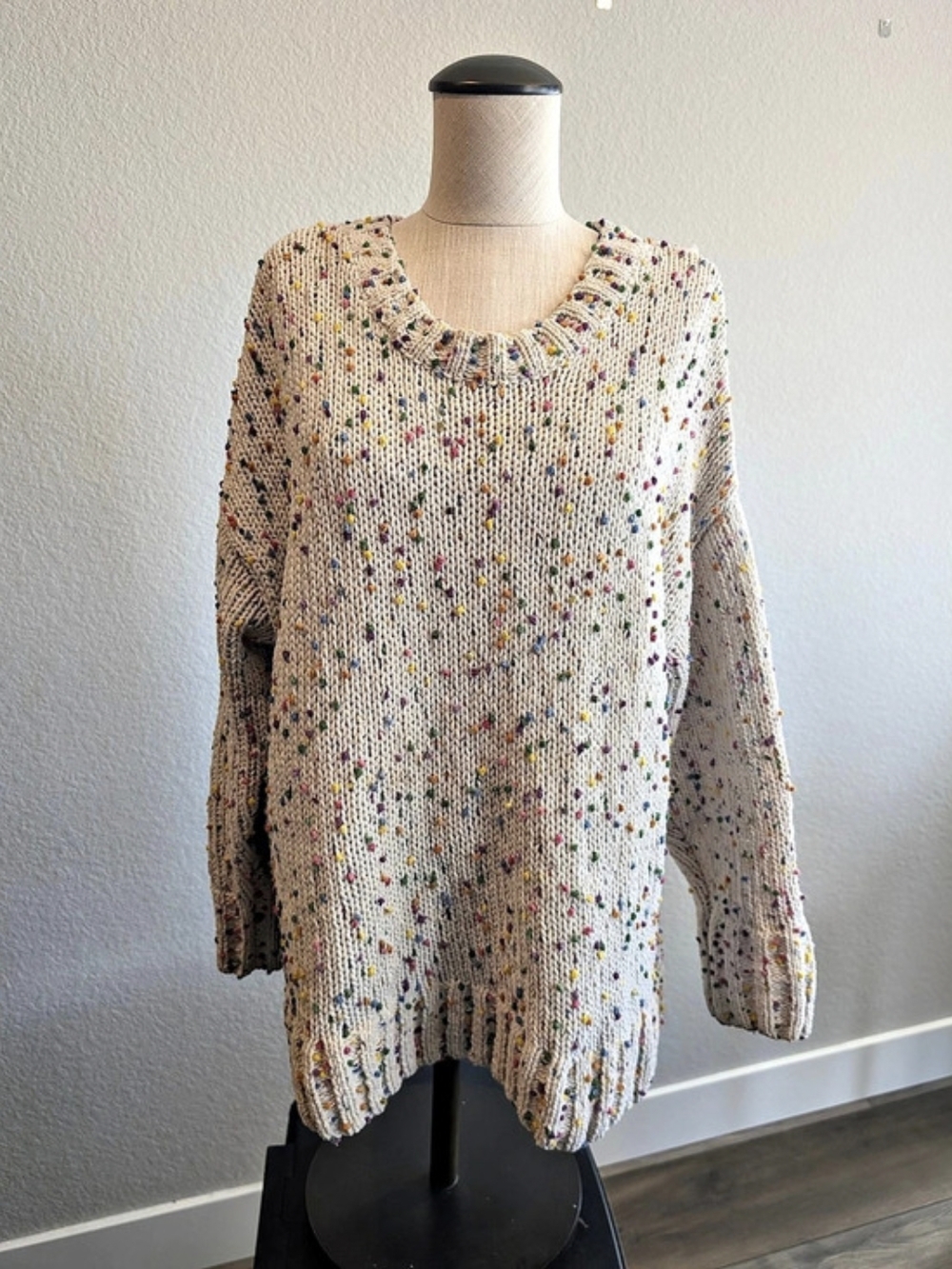 Seven7 Multicolor Popcorn Confetti Crewneck Enid Wednesday Y2K Sweater Size L